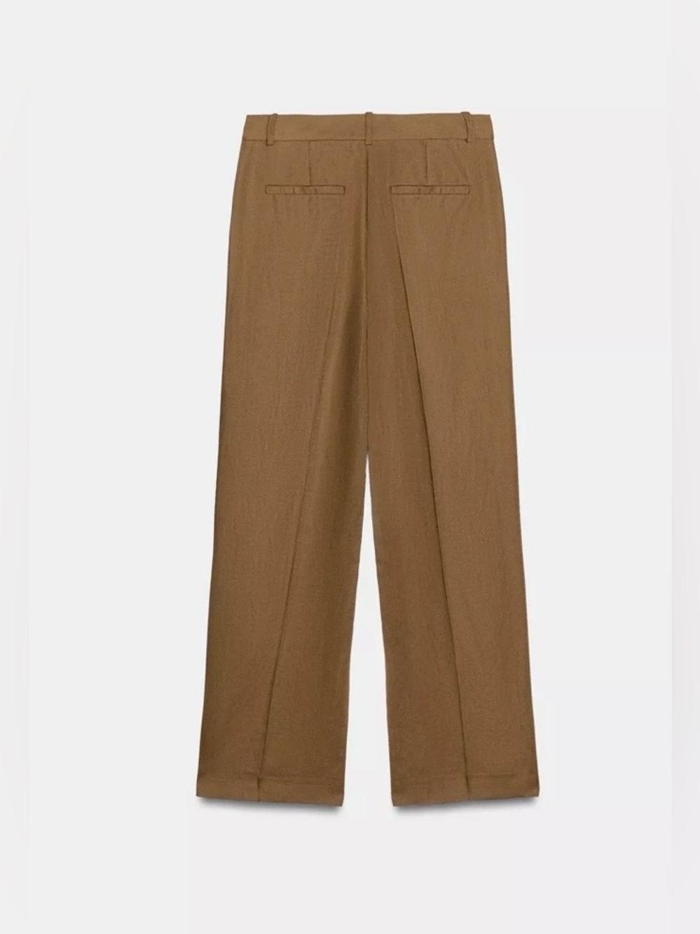 Zara NWT Brown Linen Blend High Rise Straight Leg Tailored Trousers - Picture 6 of 10